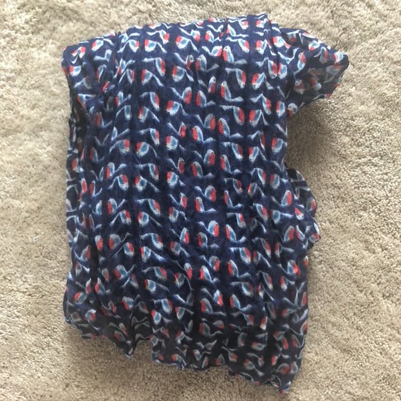 Navy Blue Bird Pattern Scarf - Picture 2 of 3
